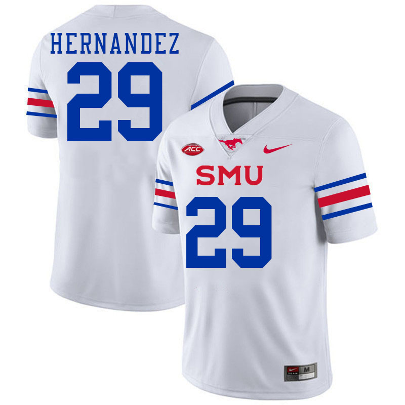 SMU Mustangs #29 Zach Hernandez Jersey College Football Uniforms-White